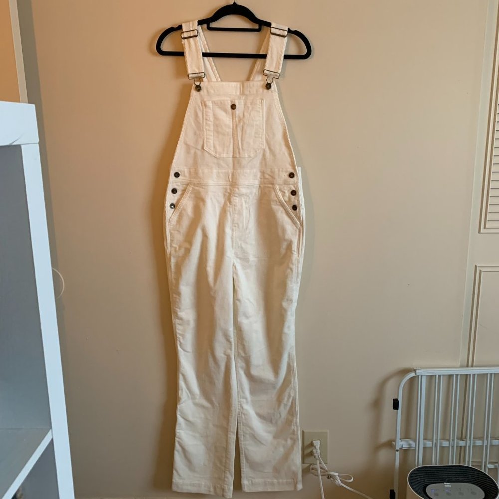 Faherty Brand Walker Large NWT Off-White Corduroy Organic Cotton Blend Overalls